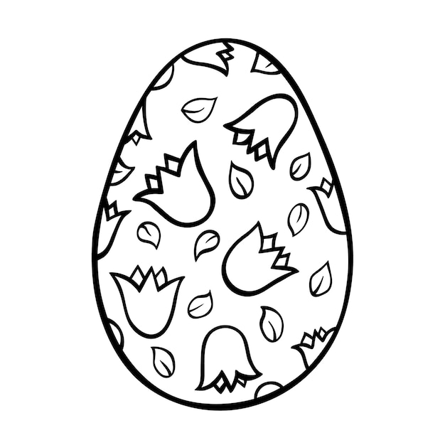 Vector easter egg zwarte lijn doodle schets op wit