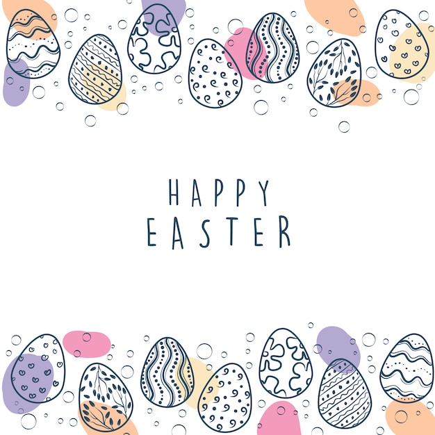 Easter eggs background template with framing and copy space