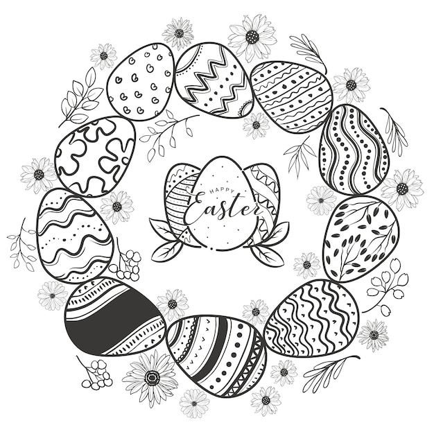 Easter eggs background template with framing and copy space