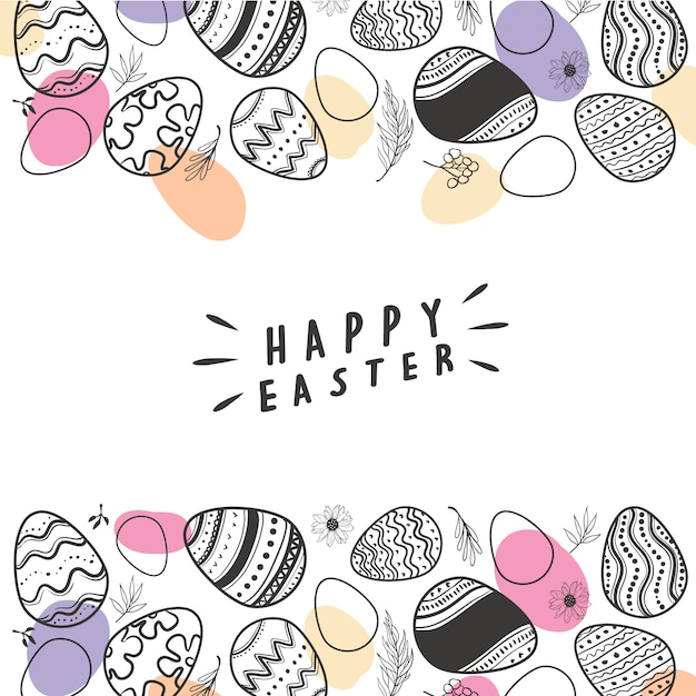 Easter eggs background template with framing and copy space