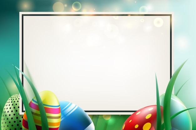 Easter eggs background with frame