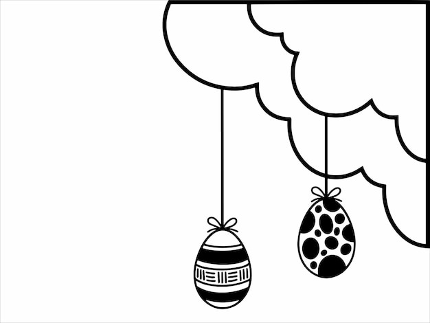 Easter Eggs Border Line Art