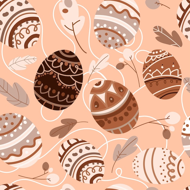 Easter Eggs collectie naadloze patroon achtergrond met met de hand getekende texturen vector illustratie