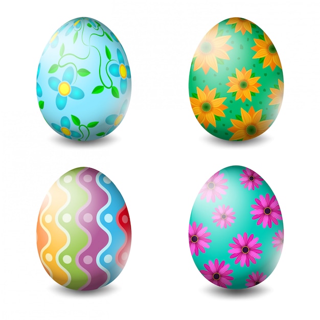 Easter eggs collection on a white background