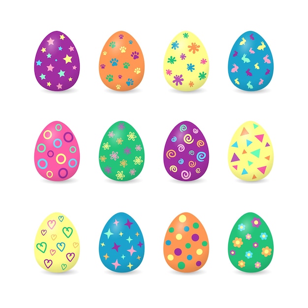 Easter eggs colorful with different patterns vector illustration