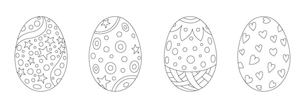 Easter eggs drawn in outline Easter coloring book