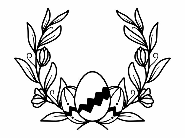 Vector easter eggs flower line art background