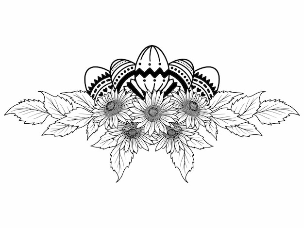 Easter Eggs Flower Outline Illustration