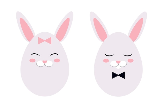 Easter eggs in the form of a rabbit on a white background Vector