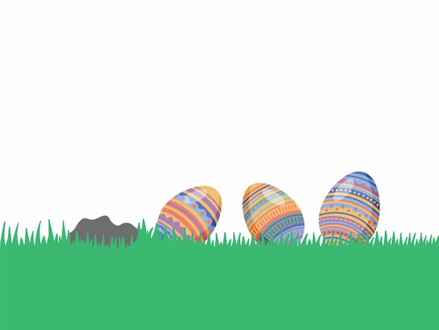 Easter Eggs Grass Background Illustration