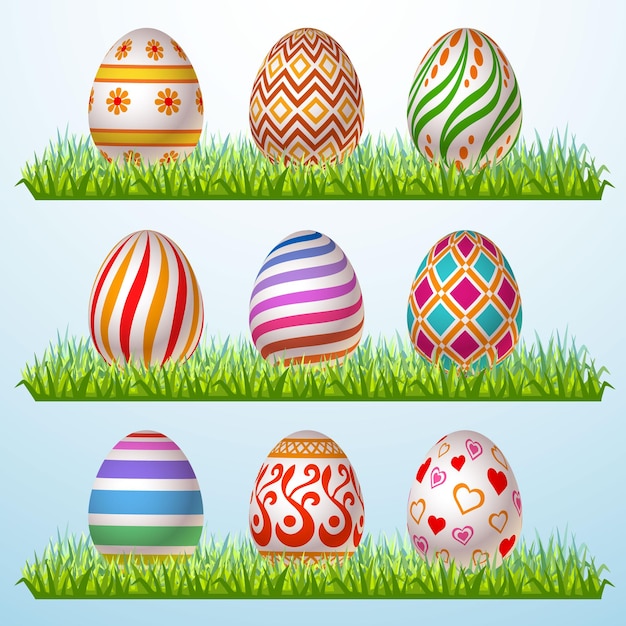 Vector easter eggs on the grass vector illustration