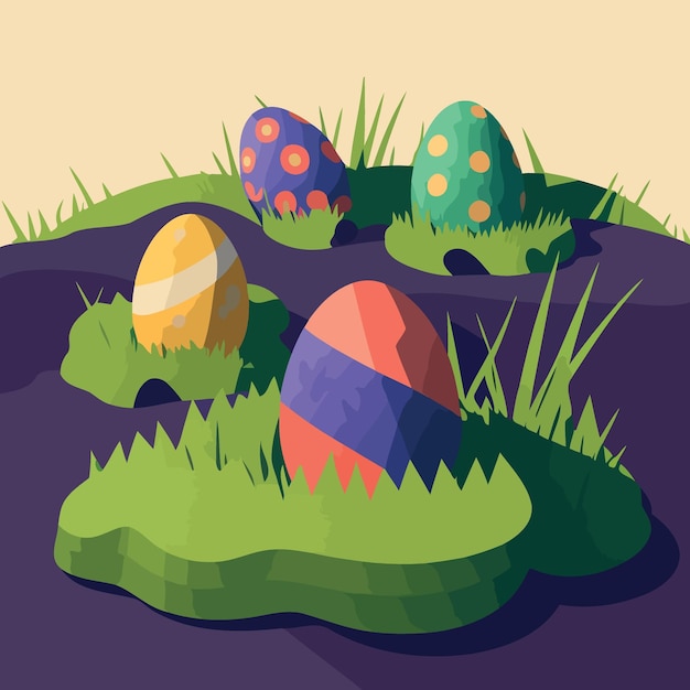 Easter eggs in a grassy field