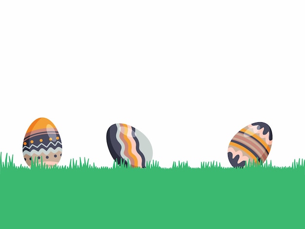 Easter Eggs Green Grass Illustration