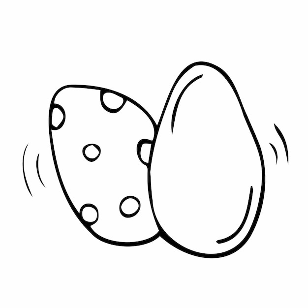 Easter eggs Hand drawn doodle decorative elements in vector for coloring book. Black and white