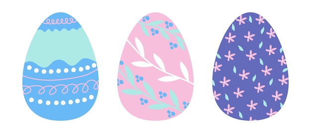 Easter eggs hand drawn in pastel colors