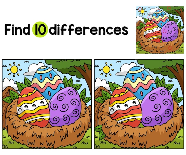 Easter Eggs in Nest Find The Differences