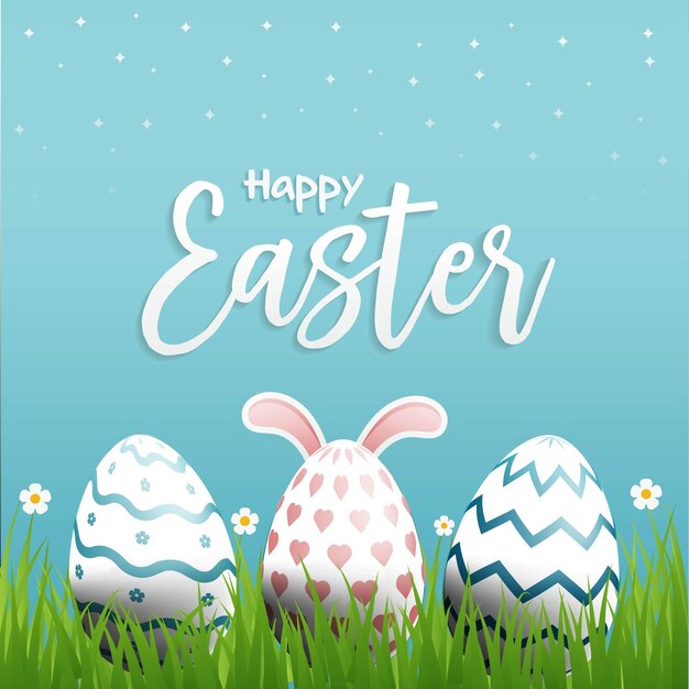 Vector easter eggs realistic 3d background for easter day greeting post vector illustration