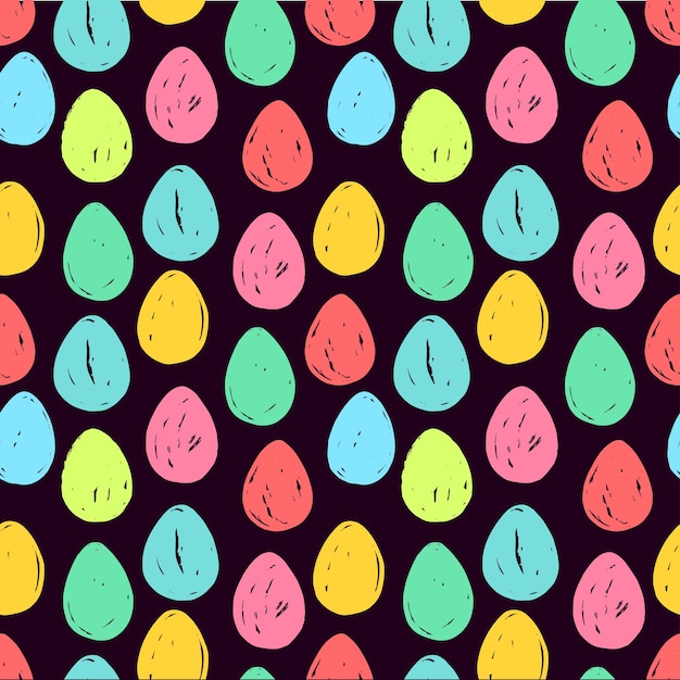 Пасхальные яйца. Бесшовный фон из разноцветных рисованных яиц