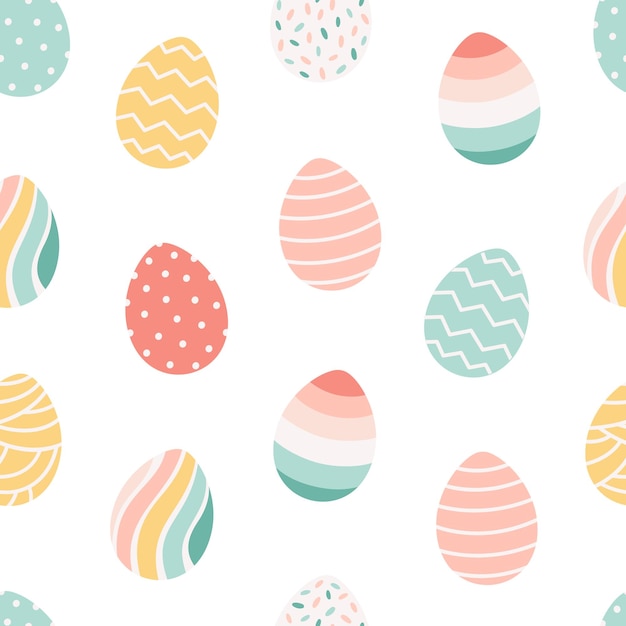 Vector easter eggs seamless pattern painted eggs happy easter