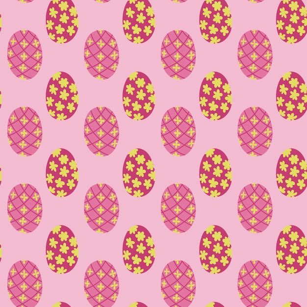 Easter eggs seamless pattern on pink background