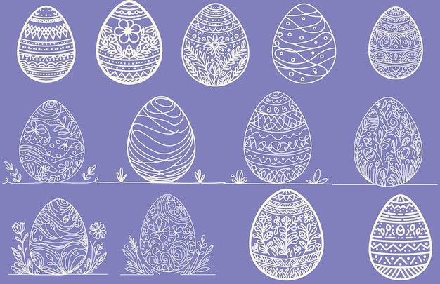 Easter eggs seamless pattern with bunnies hand drawing doodle bunny