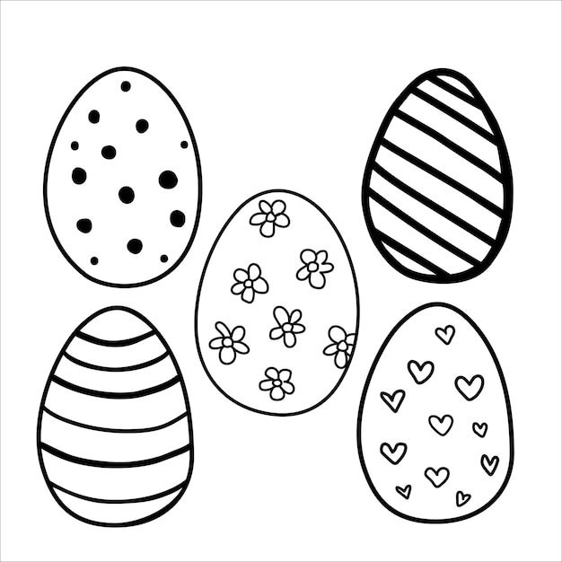 Easter eggs set doodle vector illustration isolated on white