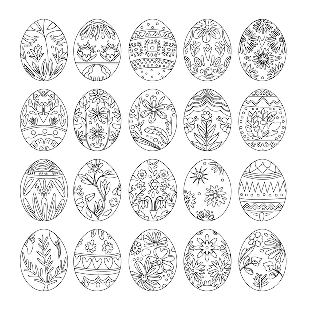 Easter eggs set kleurpagina