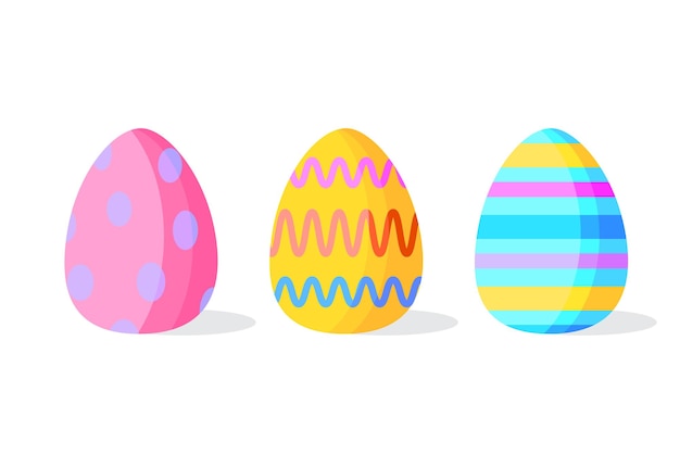 Easter eggs set. Spring decoration. Vector illustration.