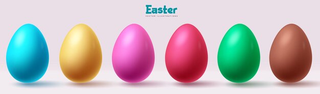 Vector easter eggs vector set design easter eggs colorful plain collection elements for kids fun egg hunt