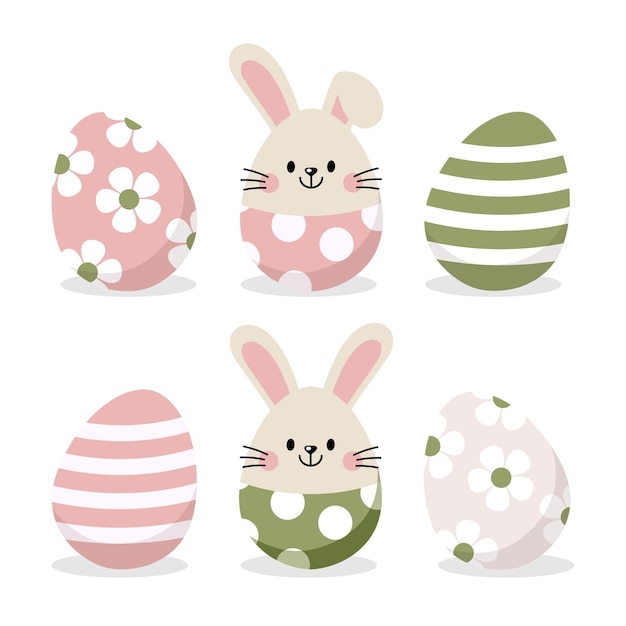 Vector easter eggs with cute modern pastel ornament patterns for easter day vector illustration design