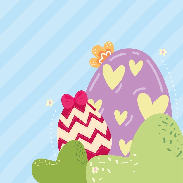 Vector easter eggs with hearts card