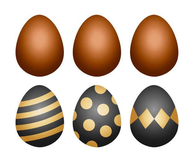 Easter eggs with luxury classic pattern and chocolate eggs vector illustration