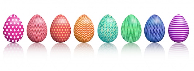 Vector easter eggs with realistic ornament pattern,