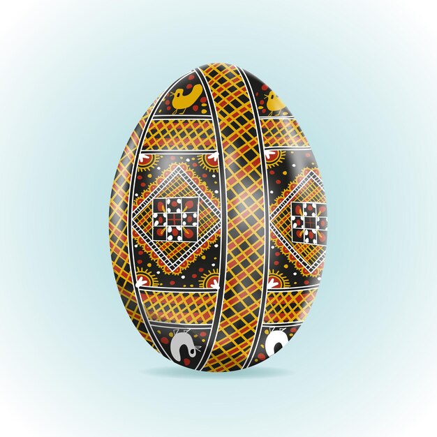 Easter eggs with a Ukrainian folk ornament. Pysanka.  Vector illustration