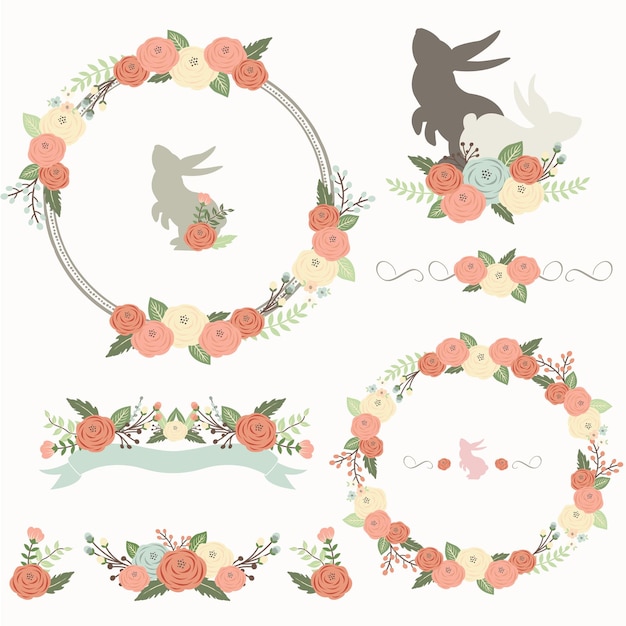 Vector easter floral wreath