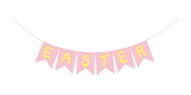 Easter garland with lettering Vector Easter garland illustration Cute holiday decor