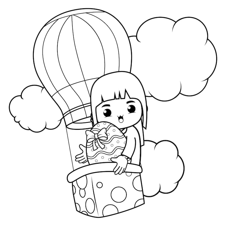 Vector easter girl kleurpagina voor kinderen_1