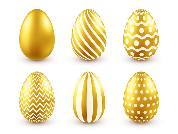 Vector easter golden egg traditional spring holidays in april or march sunday eggs and gold big set