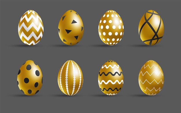 Easter golden eggs set.
