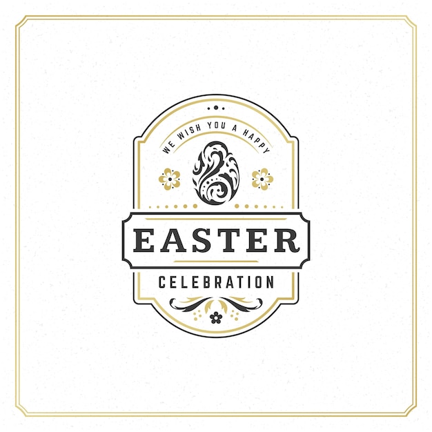 Easter greeting card text template and badge vector design