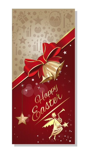 Easter greeting card with angel ribbon and bow