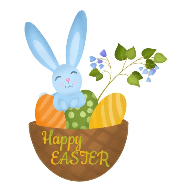 Easter greeting card with a bunny