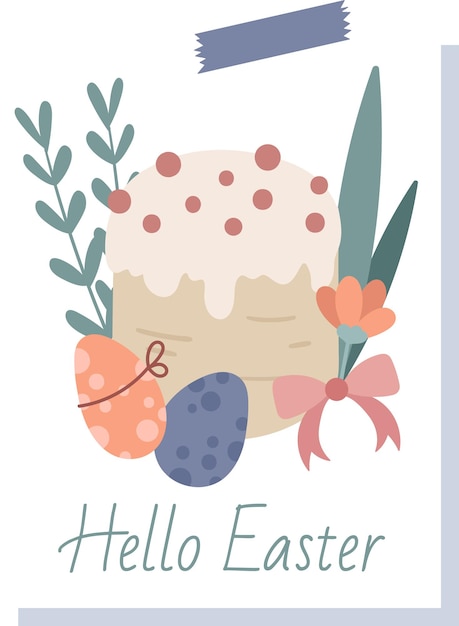 Vector easter greeting card with cake