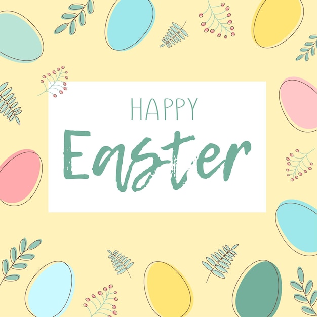 벡터 다채로운 계란과 봄 나뭇가지와 부활절 인사 카드