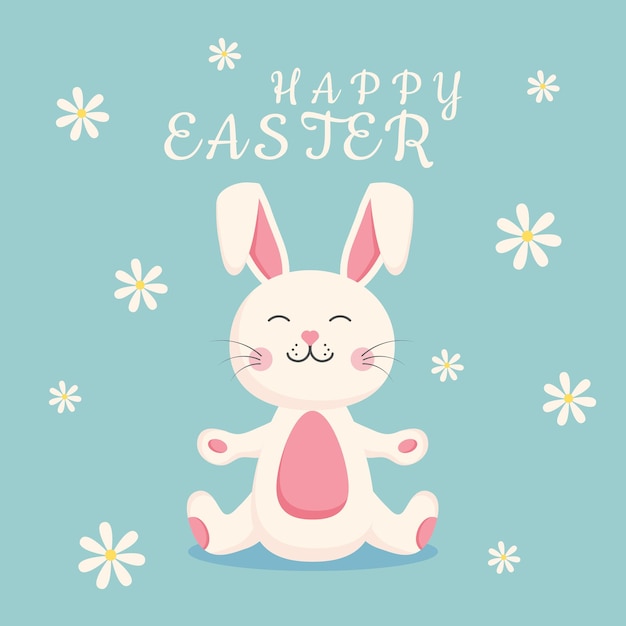 Easter greeting card with cute bunny