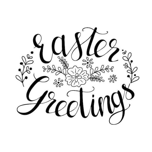 Easter greetings calligraphic floral composition