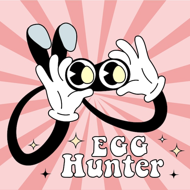 Vector easter hunter egg groovy character