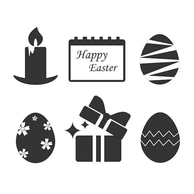 Vector easter icons set, issolated vector images on a white backgraund