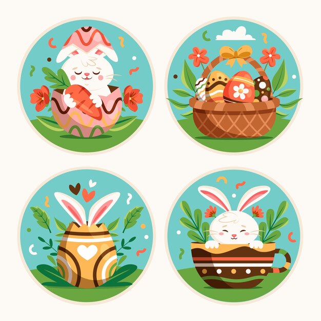 Easter illustrations in flat style