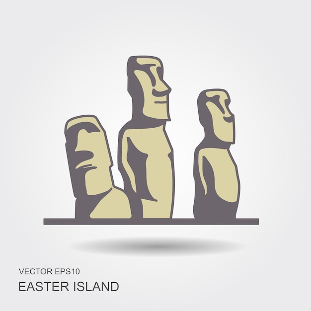 Easter island statues vector icon illustrarion with shadow